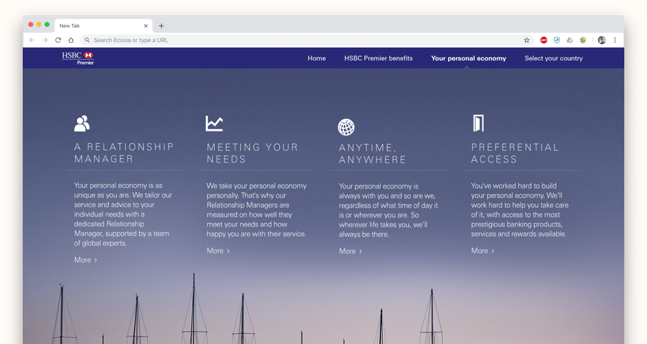 The one-pager responsive website used a sticky header and well placed content