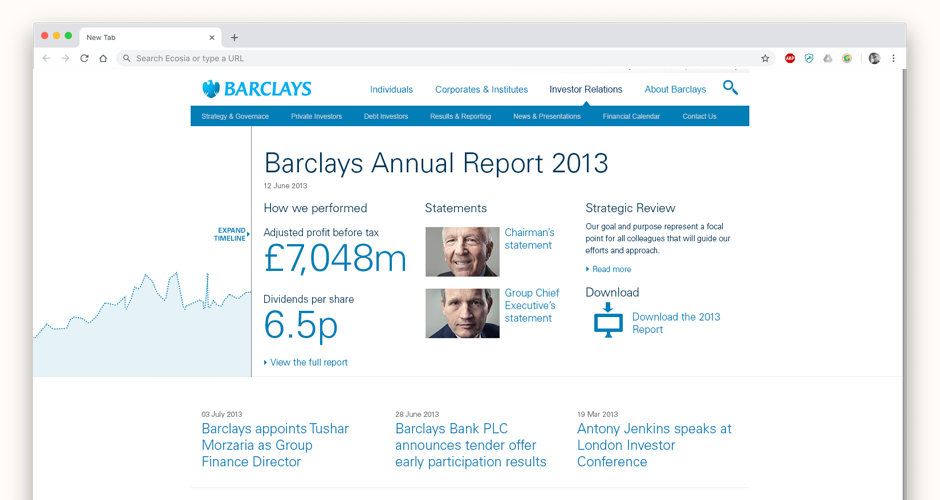The homepage interactive header allowed for deeper dives into content