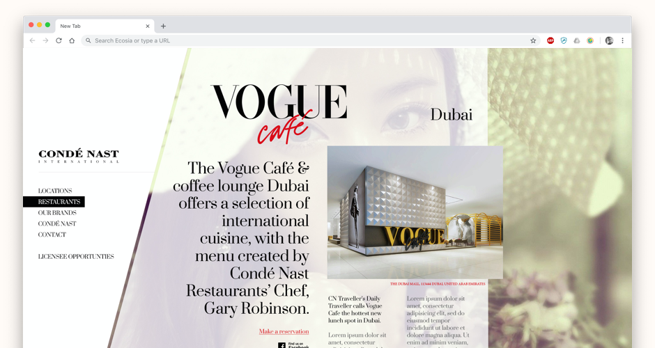 Bold use of shape and layout to give the feeling of a magasine