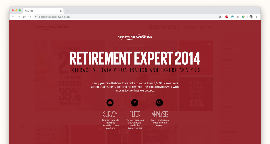 A help overlay let the user know how to explore the content