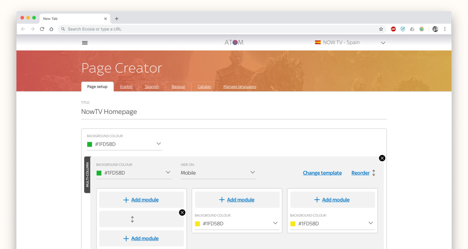 A key part of the CMS was the ability to create new pages based on components