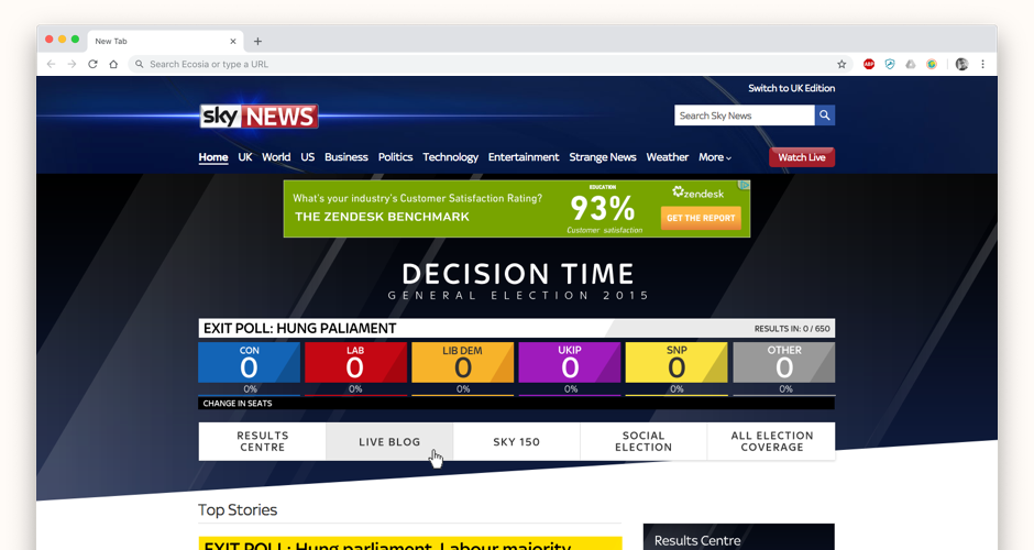 The 2015 election results live on every page of Skynews